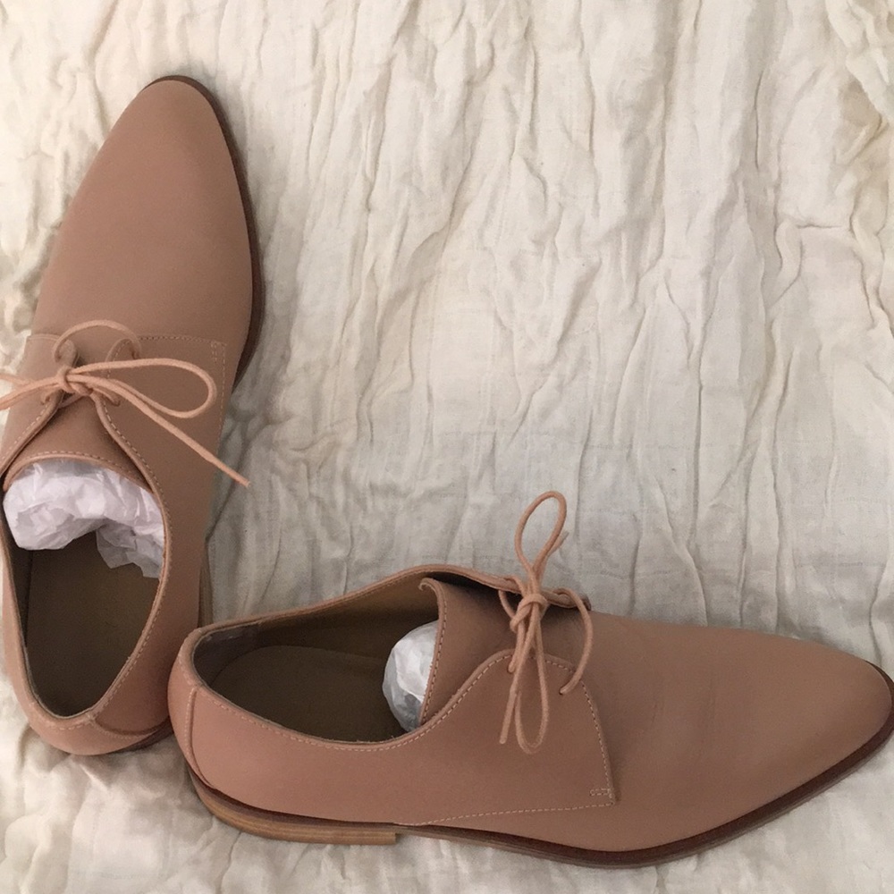 Everlane size 7 blush leather pointed toe Oxford. Never worn